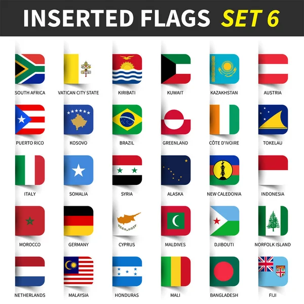 All flags of the world set 6 . Inserted and floating sticky note design . ( 6/8 ) — Stock Vector