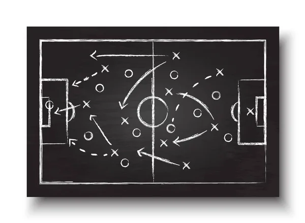 Ποδόσφαιρο Κύπελλο σχηματισμό και τακτική. Μαυροπίνακας με ποδόσφαιρο παιχνίδι στρατηγικής. Διάνυσμα για διεθνή παγκόσμιο πρωτάθλημα τουρνουά 2018 έννοια — Διανυσματικό Αρχείο
