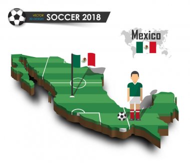 Mexico national soccer team . Football player and flag on 3d design country map . isolated background . Vector for international world championship tournament 2018 concept vector Mexico national soccer team . Football player and flag on 3d design country map . isolated background . Vector for international world championship tournament 2018 concept vector