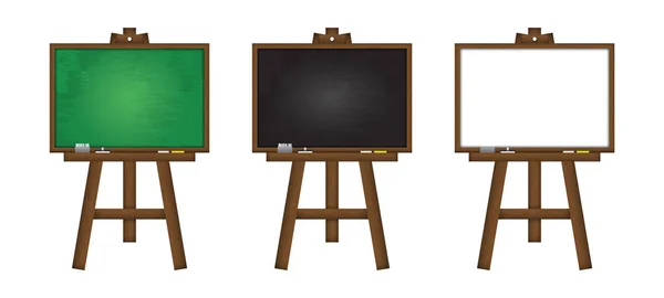 現実的なベクトルの黒板、greenboard、ホワイト ボードのセット — ストックベクタ