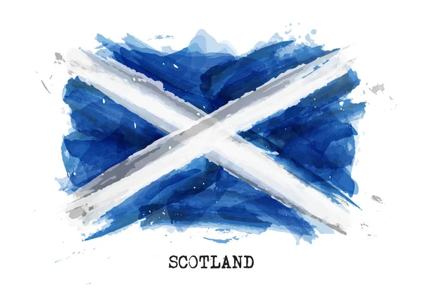 Bandeira de pintura aquarela realista da Escócia. Vetor  . —  Vetores de Stock