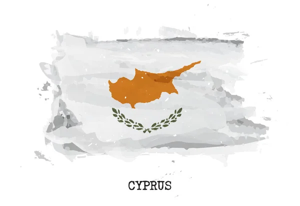 Bandeira de pintura aquarela realista de Chipre. Vetor  . — Vetor de Stock