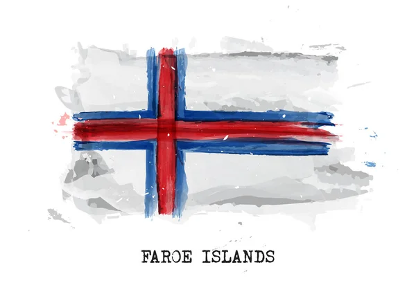 Realistic watercolor painting flag of Faroe islands . Vector . — 스톡 벡터