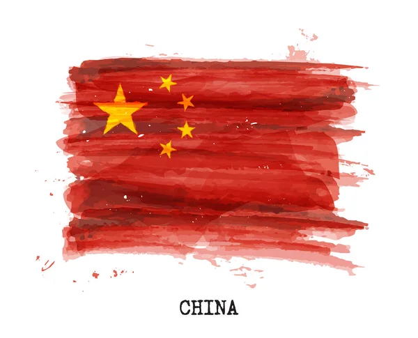 Реалистичный акварельный флаг Китая. Вектор  . — стоковый вектор