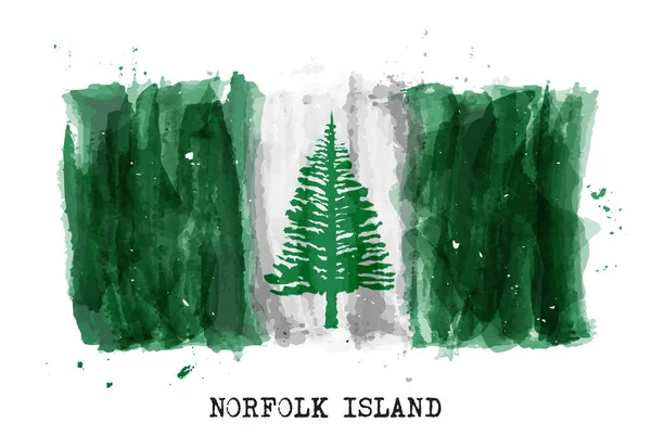 Bandera Realista Pintura Acuarela Isla Norfolk Vector — Archivo Imágenes Vectoriales
