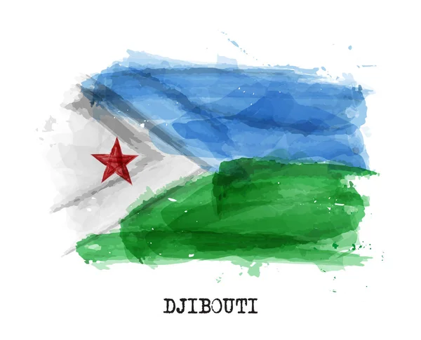 Cibuti Nin Gerçekçi Suluboya Bayrağı Vektör — Stok Vektör