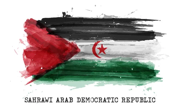 サハラ アラブ民主共和国の現実的な水彩画の旗 ベクトル — ストックベクタ