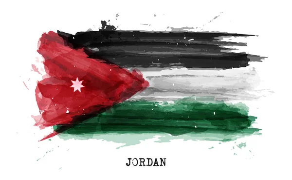 ヨルダンの現実的な水彩画の旗 ベクトル — ストックベクタ