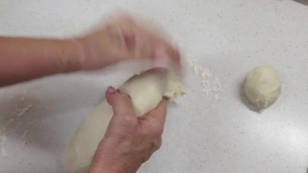 Hands Granny Kneads Dough Years Old Woman Hands Kneading Dough — Stock Video