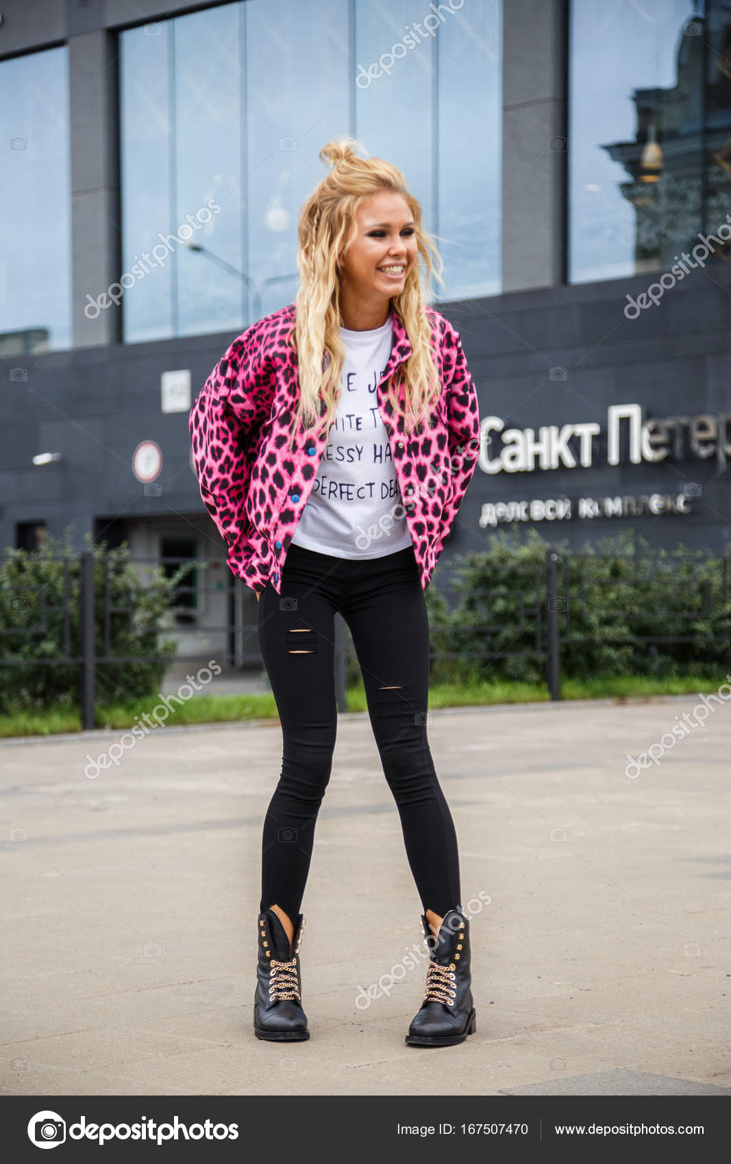 pink blazer black jeans