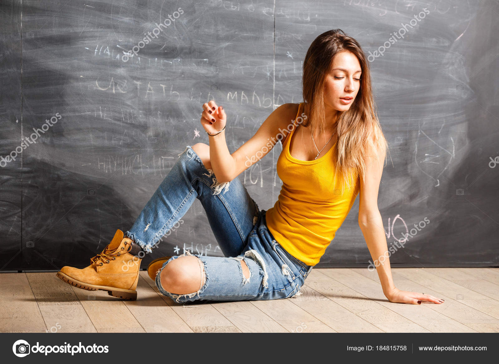 blue jeans and yellow shirt