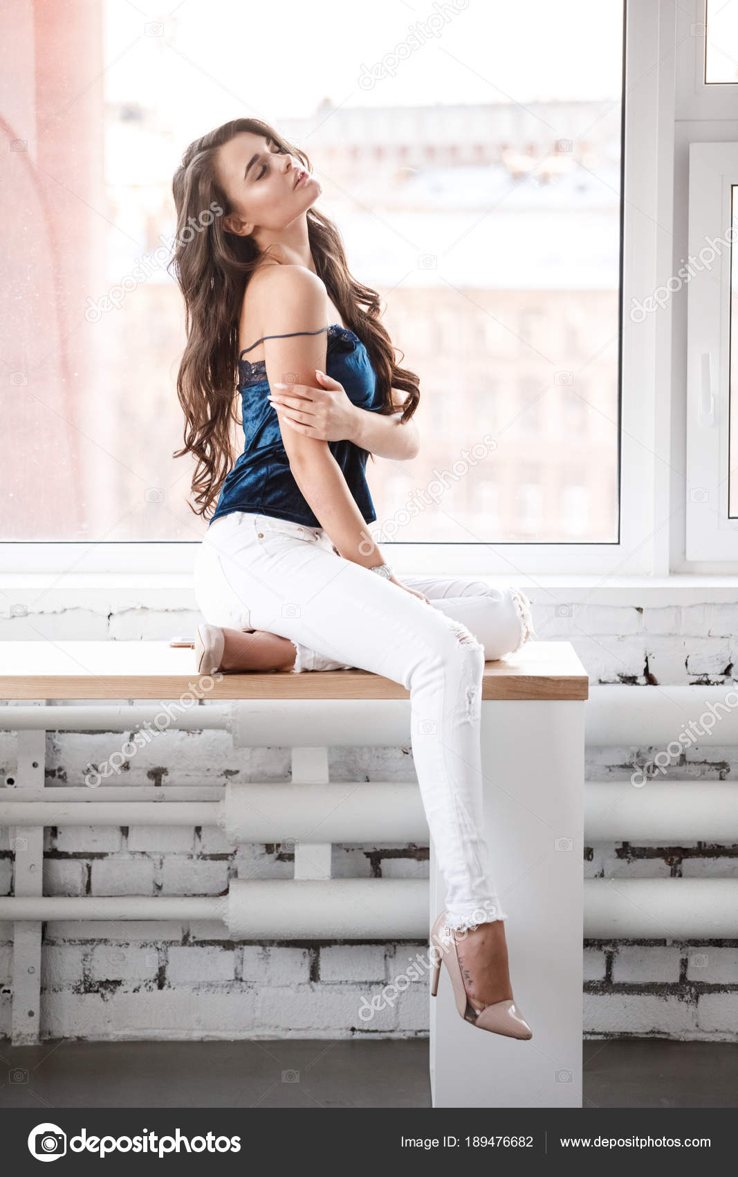 sexy girls in white pants