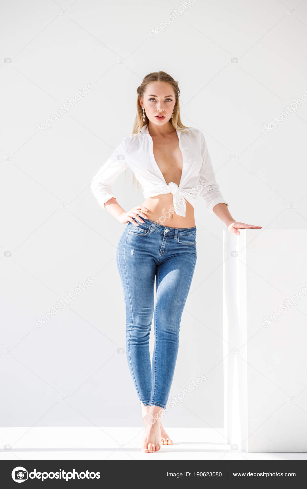 white shirt blue jeans for ladies