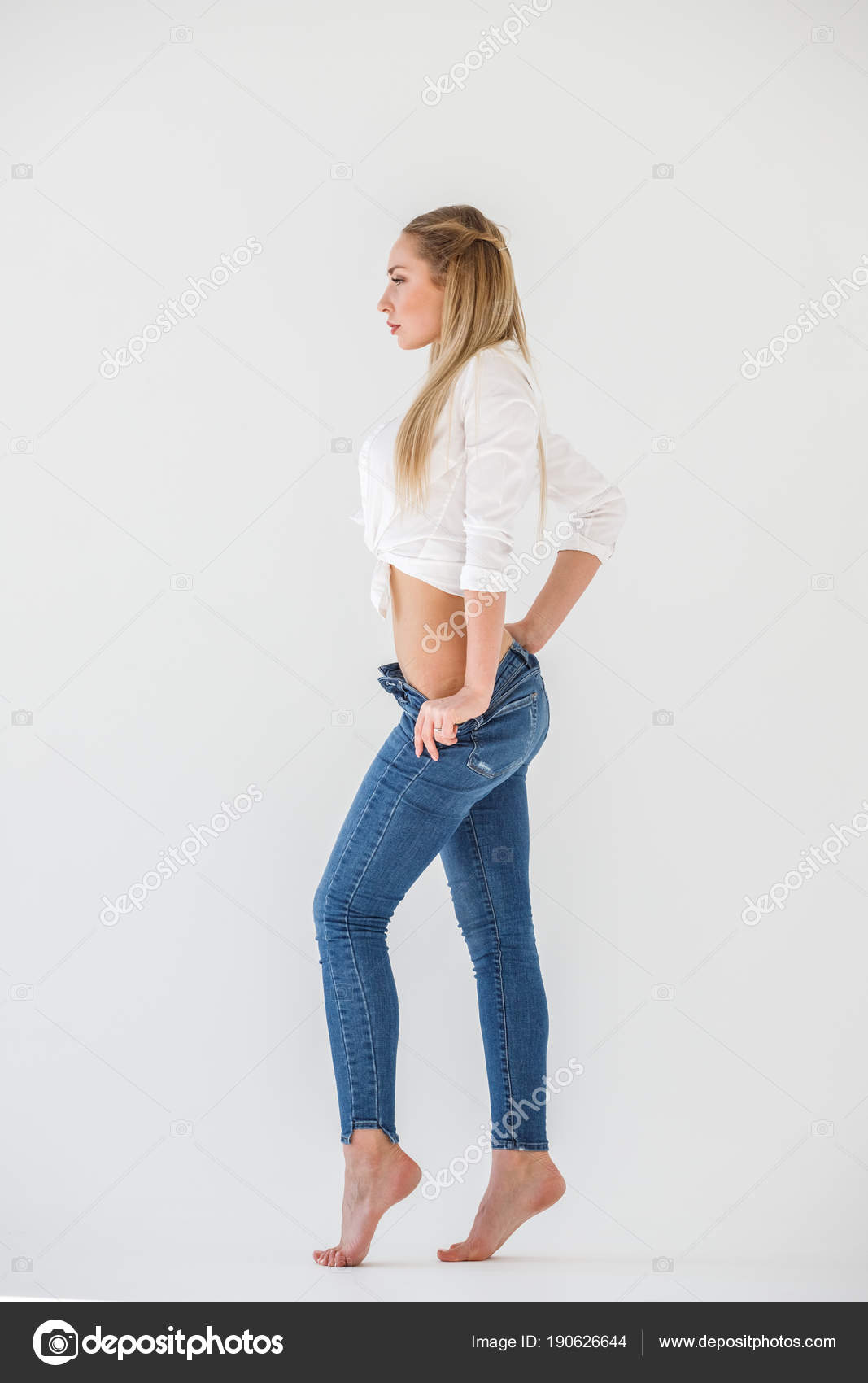 girls wearing blue jeans