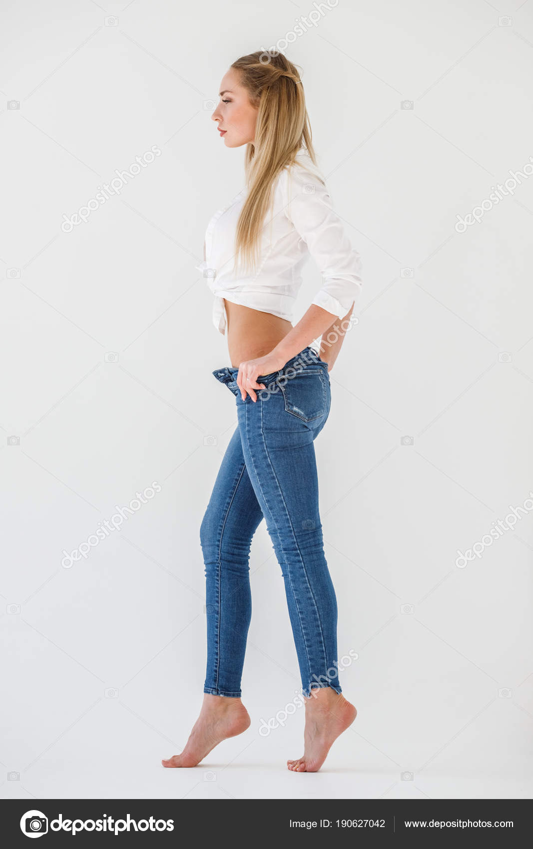 Portrait Sexy Blonde Girl Wearing Blue Jeans White Shirt Standing Stock Photo By C Schummyone Portrait Sexy Blonde Girl Wearing Blue Jeans White Shirt Standing Stock Photo By C Schummyone