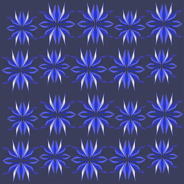 Minta Kék Fehér Virágok Sötét Háttérrel — Stock Vector