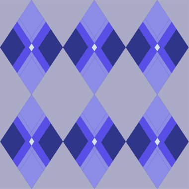 Desen, gri bir arkaplanda mavi tonda eşkenar dörtgenlerden oluşur.