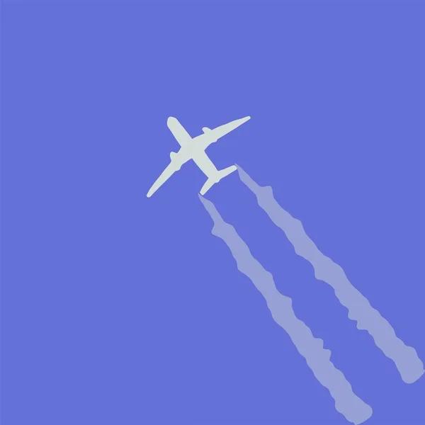 Sketch Egy Repülő Átrepül Égen Fehér Nyomot Hagyva Alkalmas Képeslapra — Stock Vector