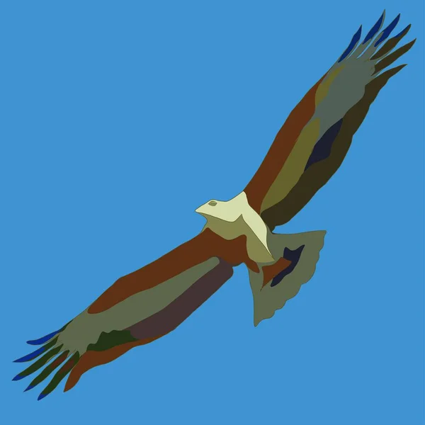 Croquis Aigle Volant Sur Fond Ciel Bleu Convient Pour Carte — Image vectorielle