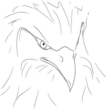 Çizim, kartal şekli, siyah çizgiler. Logo, favicon, web sitesi simgesi, sembol için uygun