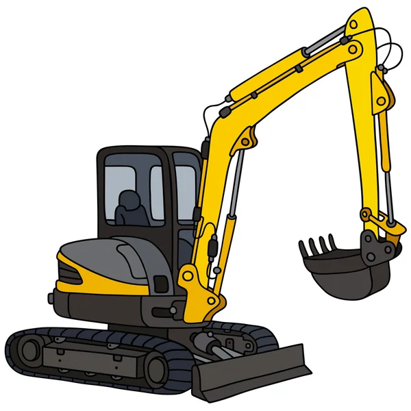 黄色的小型挖掘机 — 图库矢量图片