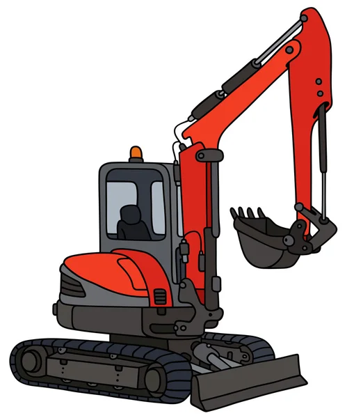 Red small excavator — Stock Vector