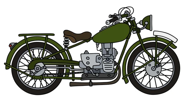 Vintage groene motorfiets — Stockvector
