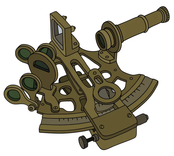 Klasický mosazný sextant — Stockový vektor