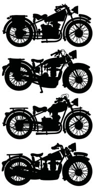 Vintage motosiklet siluetleri