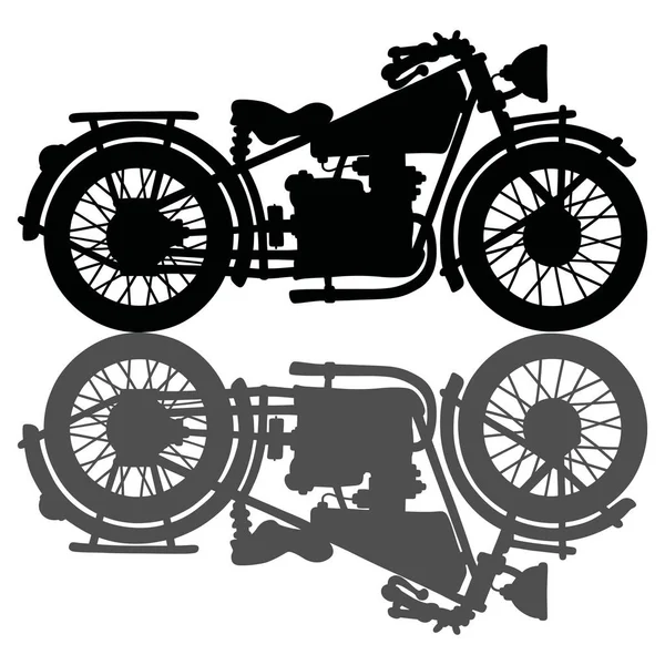Silhouette des Oldtimer-Motorrads — Stockvektor