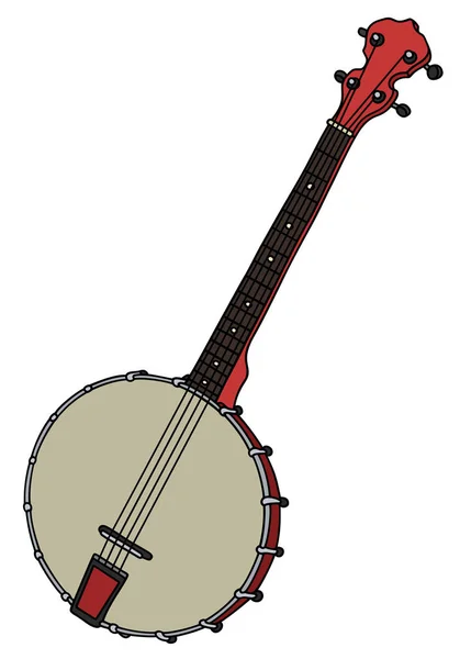 Rojo pequeño banjo de cuatro cuerdas — Vector de stock