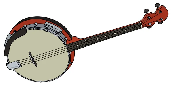 Red four strings banjo — Stock Vector