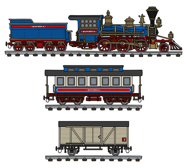 Old american steam train — Stock Vector