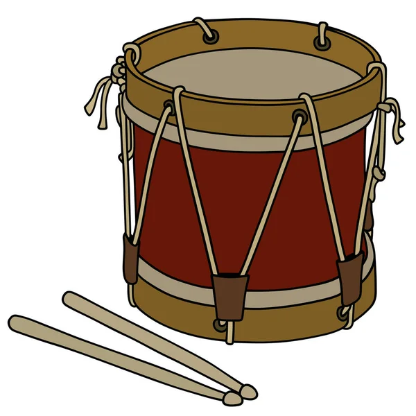 Old military drum — Stock Vector