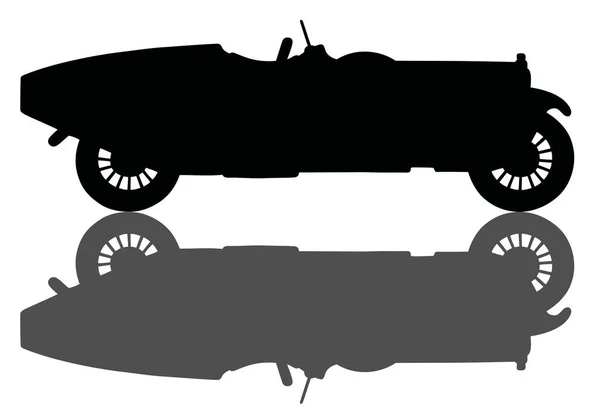 Schwarze Silhouette eines Oldtimer-Rennwagens — Stockvektor