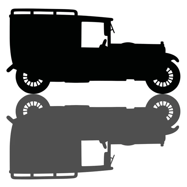 Schwarze Silhouette eines Oldtimers — Stockvektor