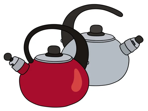 Два стальных чайника — стоковый вектор