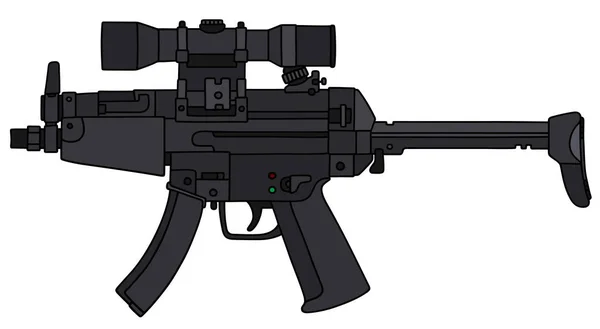 Submachine gun with an optical sight — Stock Vector
