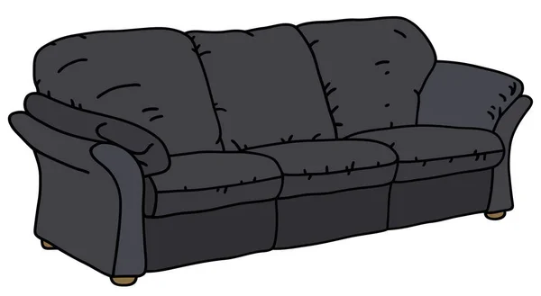 Sofa kulit hitam - Stok Vektor