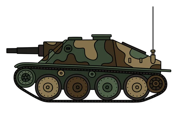 Vintage camouflaged tank destroyer — Stock Vector