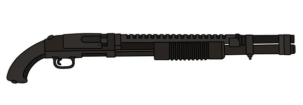 Siyah kısa Pompa av tüfeği — Stok Vektör