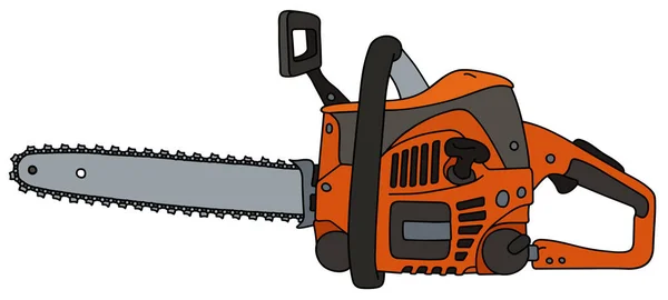 Classic orange chainsaw — Stock Vector