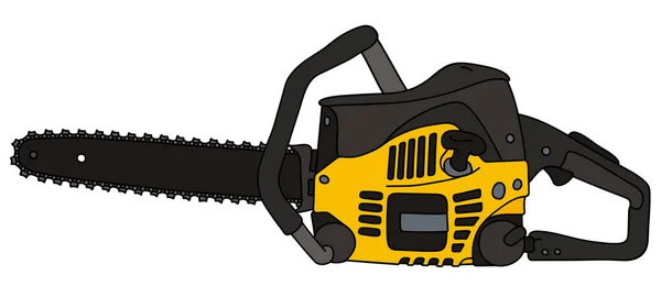 Black and yellow chainsaw — Stock Vector