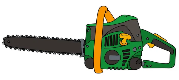 Black and green chainsaw — Stock Vector