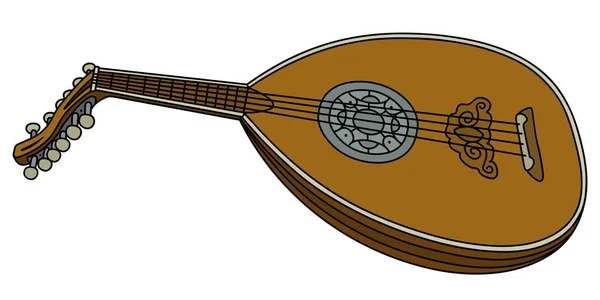 Historical wooden lute — Stock Vector