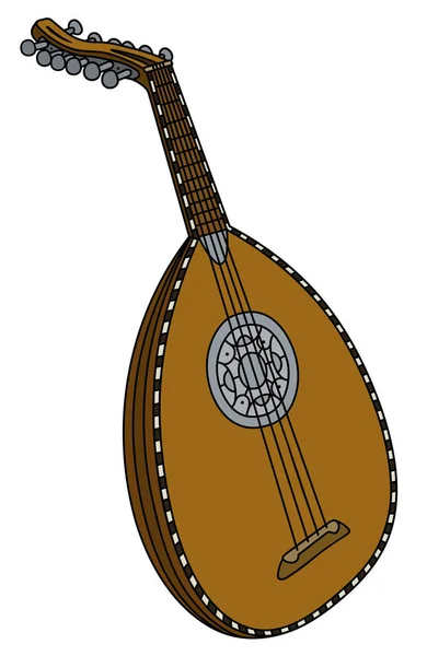 Historical wooden lute — Stock Vector