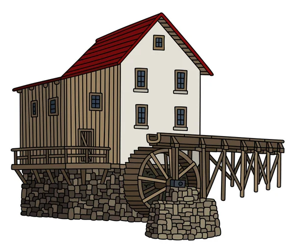 Ancien moulin à eau en pierre — Image vectorielle