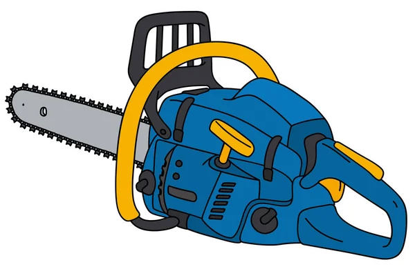 Mavi ve sarı chainsaw — Stok Vektör