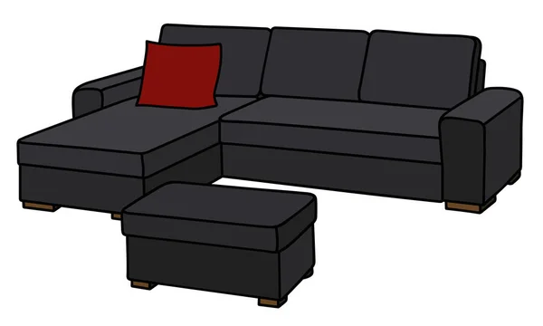 Grande sofá preto — Vetor de Stock