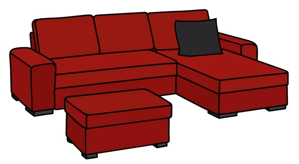 大きな暗い赤いソファ — ストックベクタ
